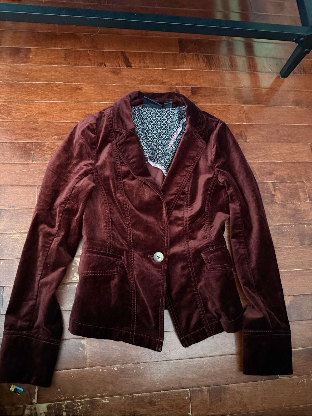 Velvet Single-Button Blazer Jacket - Deep Burgundy Maeve for Anthropologie